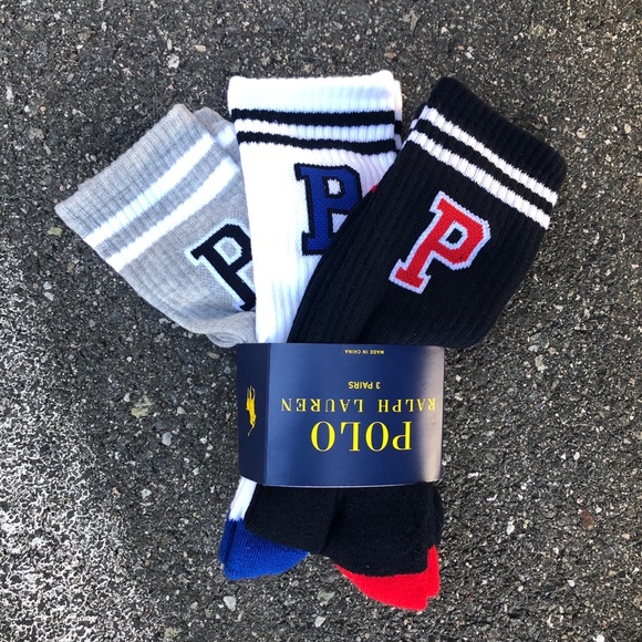 🧦POLO🧦 Ralph Lauren “P” Socks 3Pck / 3Pair - Picture 4 of 4